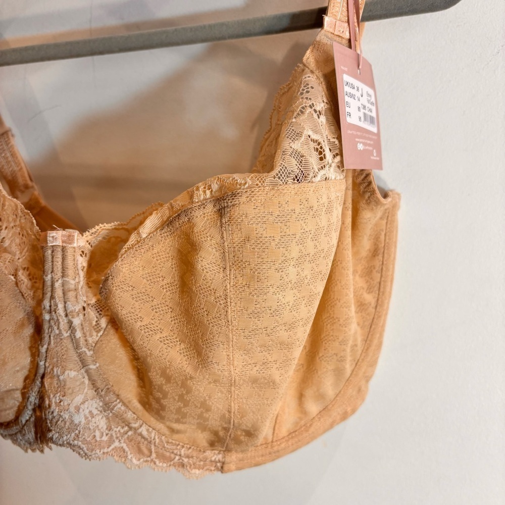 PANACHE Sz 36J Envy Lace Trim Bra in Chai NEW Underwire Adjustable Straps Back - Picture 4 of 10